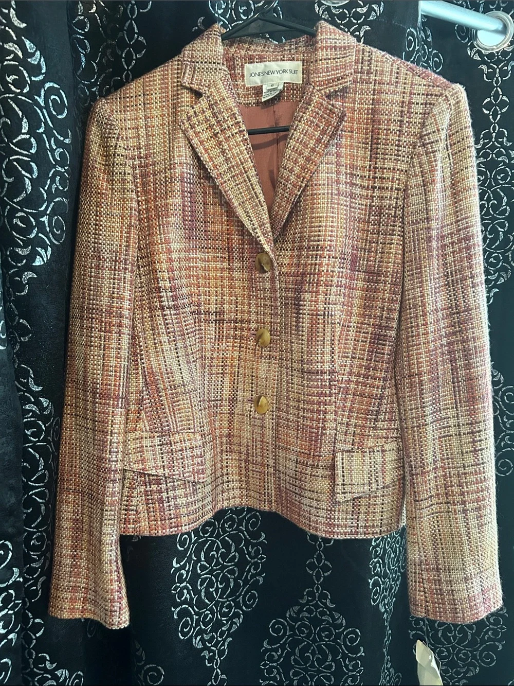 NWT Vintage Jones New York Tweed Skirt Suit 2pc Set Size 8 Academic